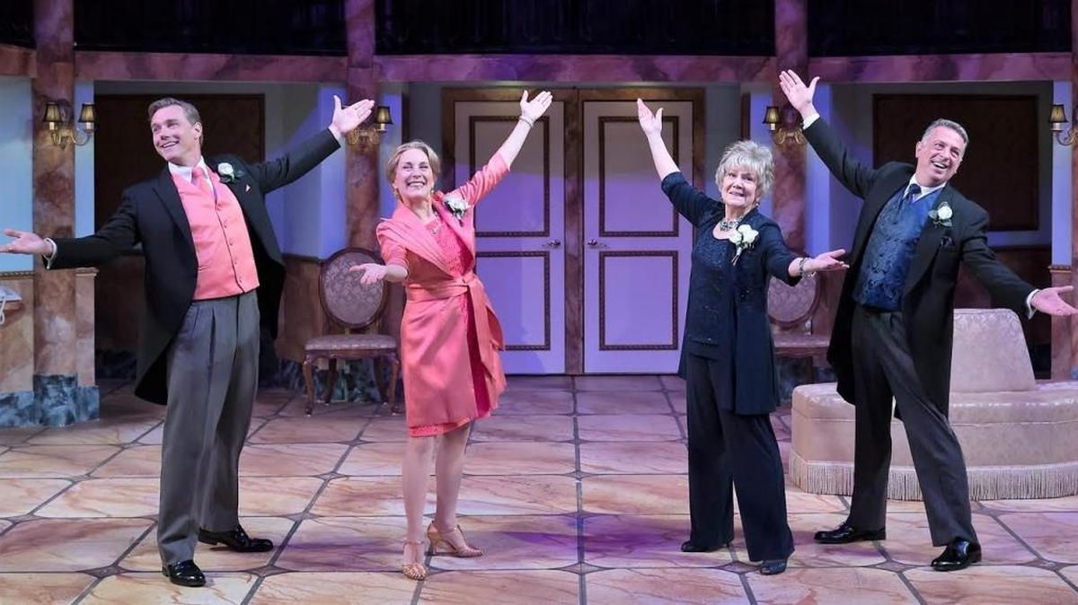 The parents of the bride and groom, David Schmittou and Kari Ely as the Howards, and Zoe Vonder Haar and Michael Marotta as the Steinbergs in "It Shoulda Been You."