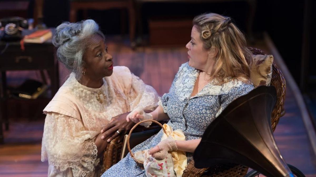 Linda Kennedy and Sydney Frazure in a scene from “The Glass Menagerie.”
