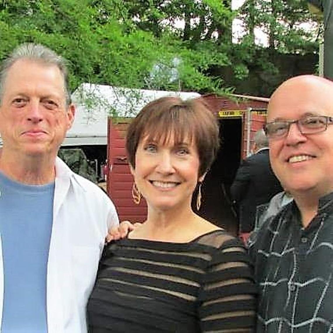 Renee Baughman, center, and fellow cast members at the 40th anniversary celebration of “A Chorus Line” at The Public Theatre in New York City.