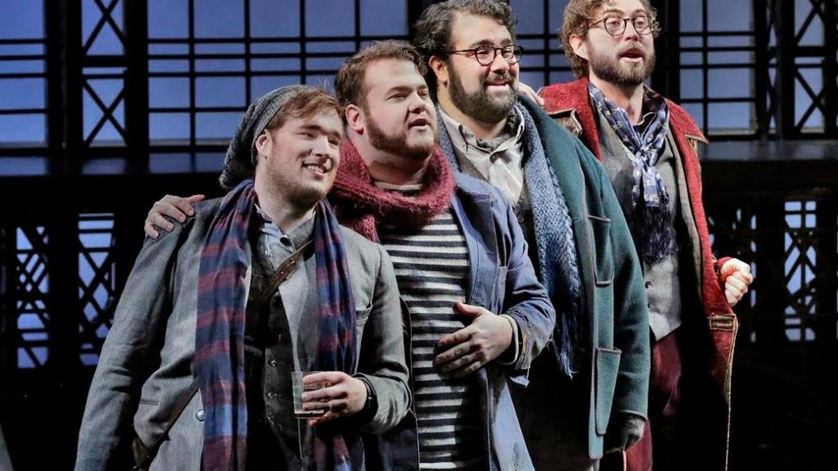 The four roommates Schaunard, Colline, Rodolfo and Marcello — Sean Michael Plumb, Bradley Smoak, Andrew Haji and Anthony Clark Evans — were standouts in "La Boheme."