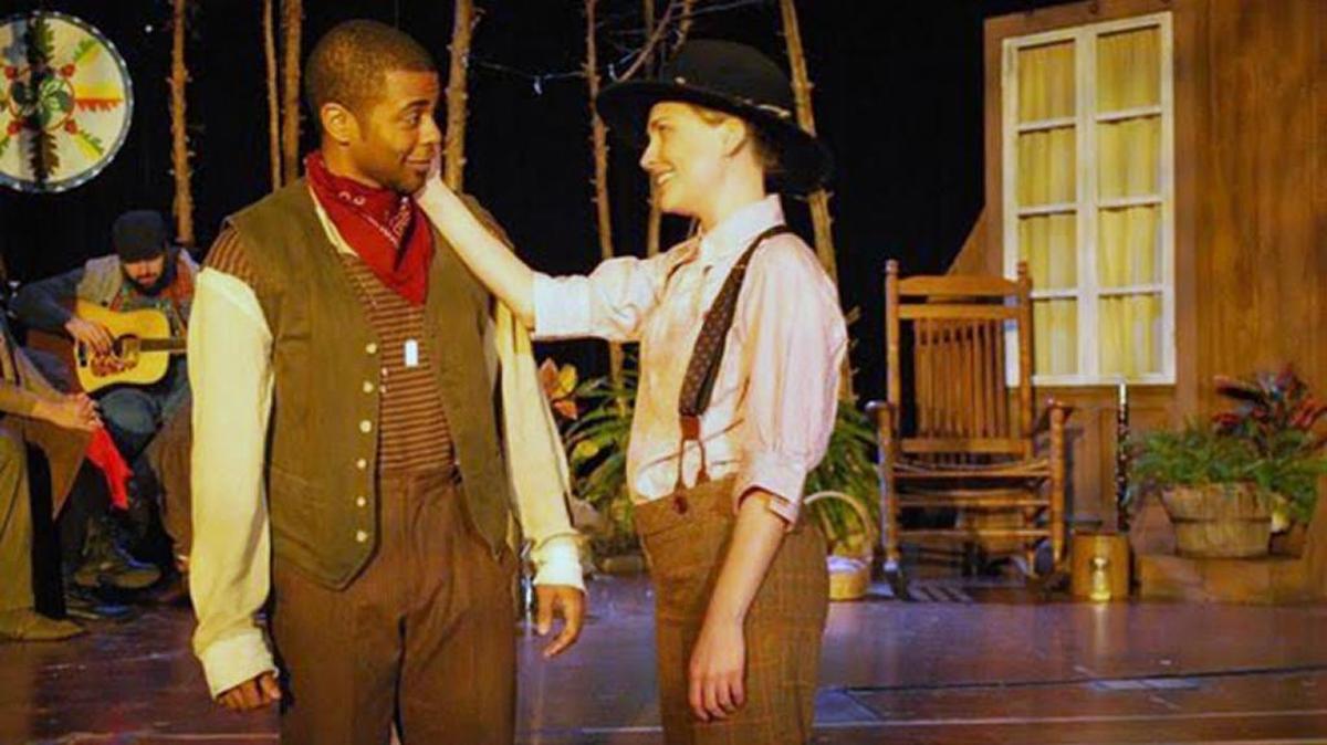 Kevin Minor, of Edwardsville, and Cara Barresi are Orlando and Rosalind in Shakespeare’s “As You Like It.”