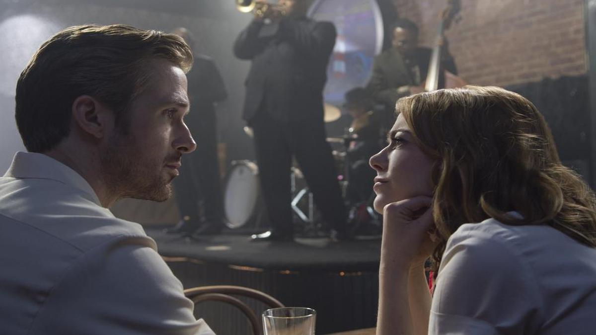This image released by Lionsgate shows Ryan Gosling, left, and Emma Stone in a scene from, “La La Land.” The film was nominated for an Oscar for best feature film. The 89th Academy Awards will take place on Feb. 26.