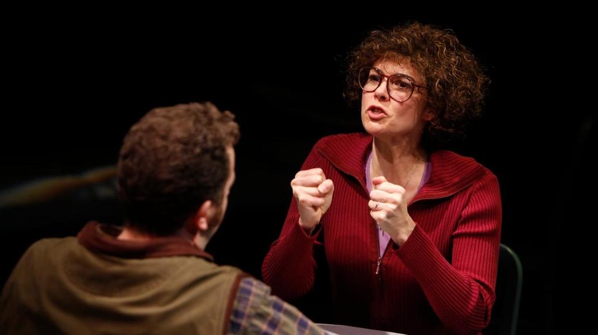 Nancy Bell, as Molly Rush, talks to her husband Bill, played by Joe Osheroff, in a scene from “Molly’s Hammer.”