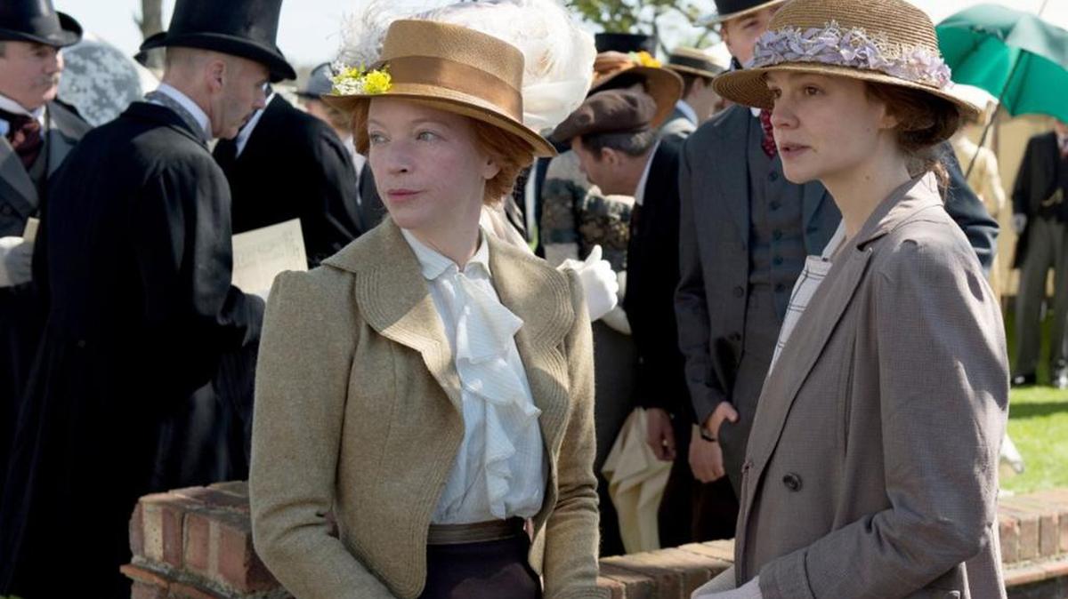 Natalie Press and Carey Mulligan in a scene from “Suffragette.”