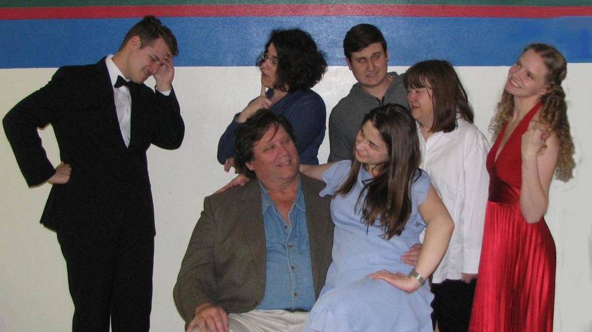 Quirky crew from “The Drowsy Chaperone,” which will be part of the show, includes, front: Robert S. Hopwood and Dawn Kohlfeld. Rear: Solomon Wilken, Jaime Ingle, Tyler Fink, Denise Mueller and Breanne Alvarez of Belleville as Kitty.