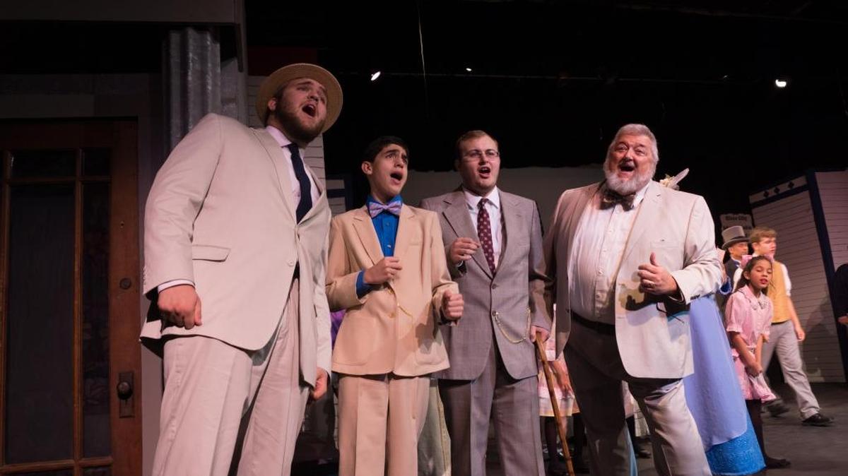 
The quartet in "The Music Man" includes, from lef, Will Knowles, Liam Brenzel, Noah Hayes and Bruce Bowman.
