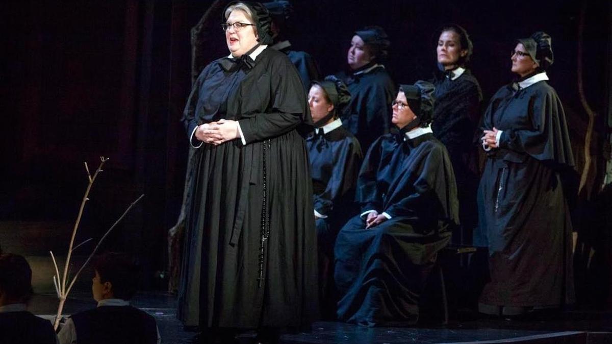 Christine Brewer as Sister Aloysius with the convent sisters in “Doubt.”