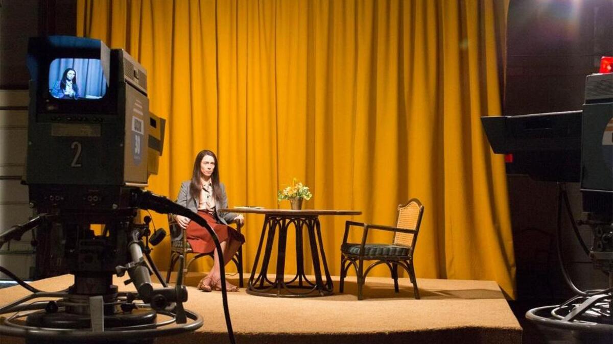 Rebecca Hall as Christine in a scene from the movie "Christine" directed by Antonio Campos.