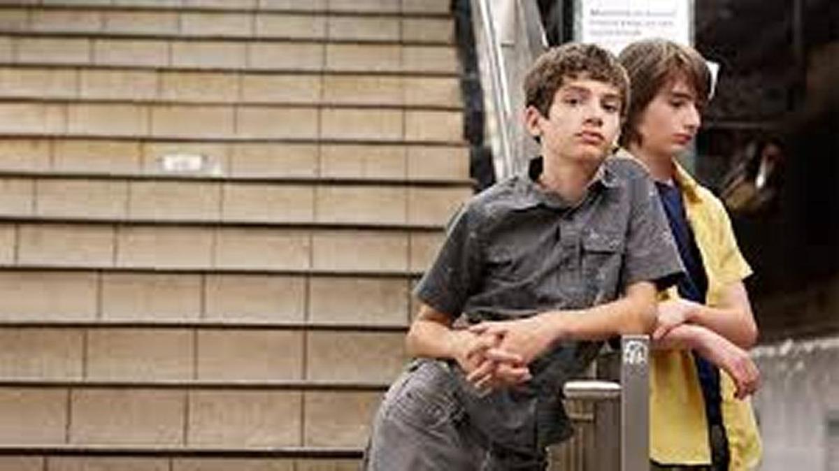 Tony Calvelli (Michael Barbieri), left, and Jake Jardine (Theo Taplitz) become good friends in “Little Men.”