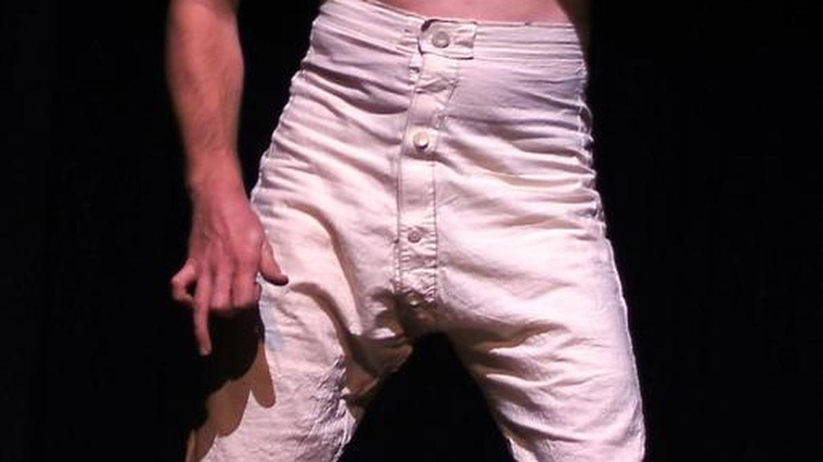 Mitch Ellis Yapp contorts his body to play “The Elephant Man” at the Looking Glass Playhouse.