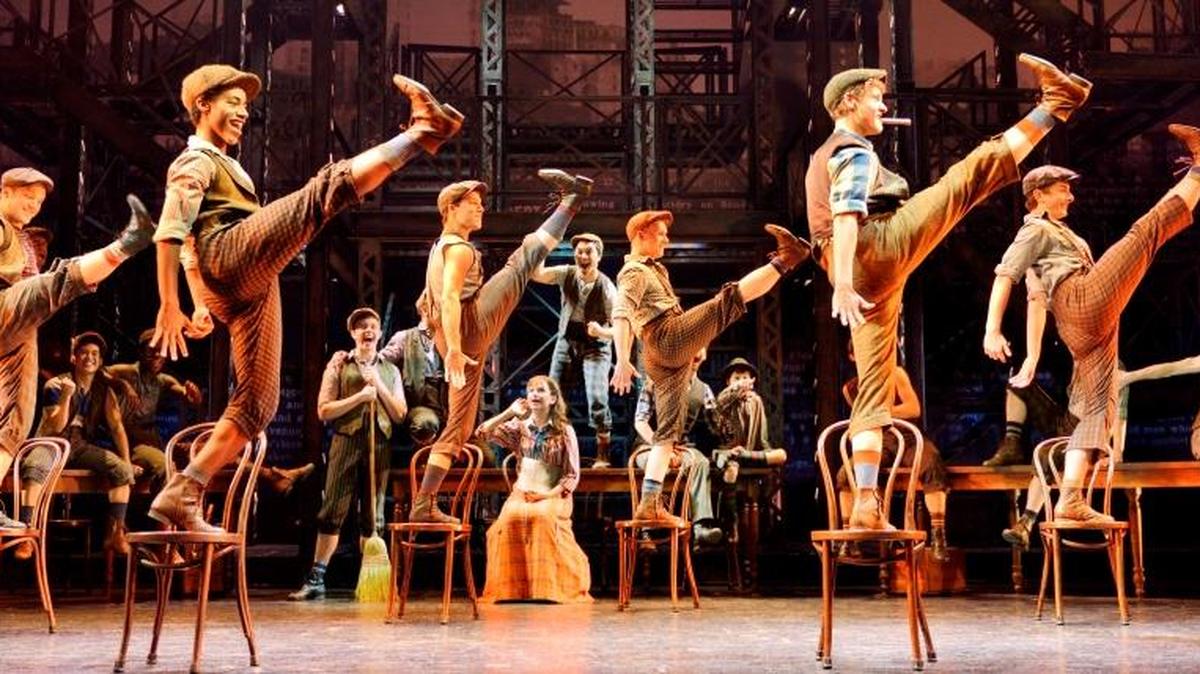 There’s some high kicking going on in “Newsies” at the Fox Theatre.