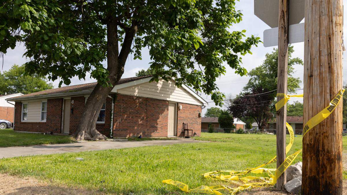 The scene in East St. Louis where two juveniles were shot on Friday.