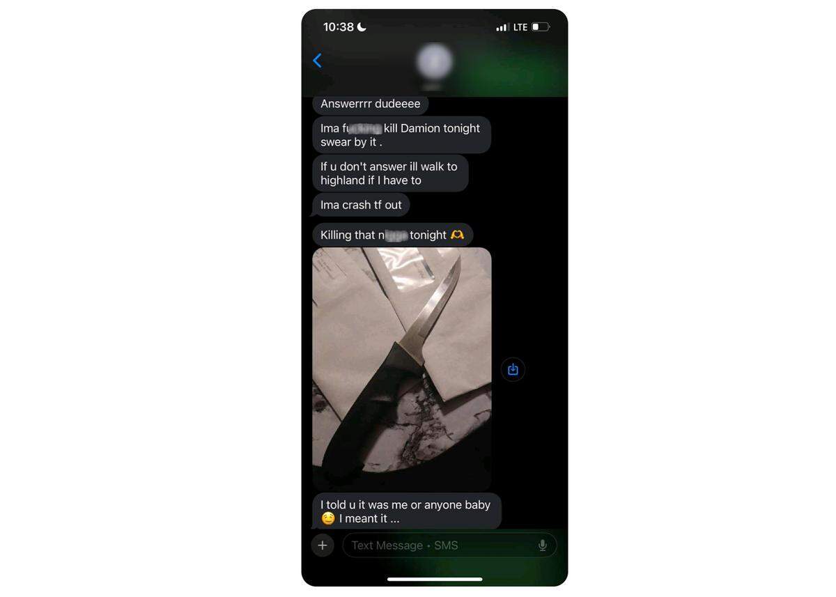 Screenshot showing a threat to a man who was found dead on May 22.
