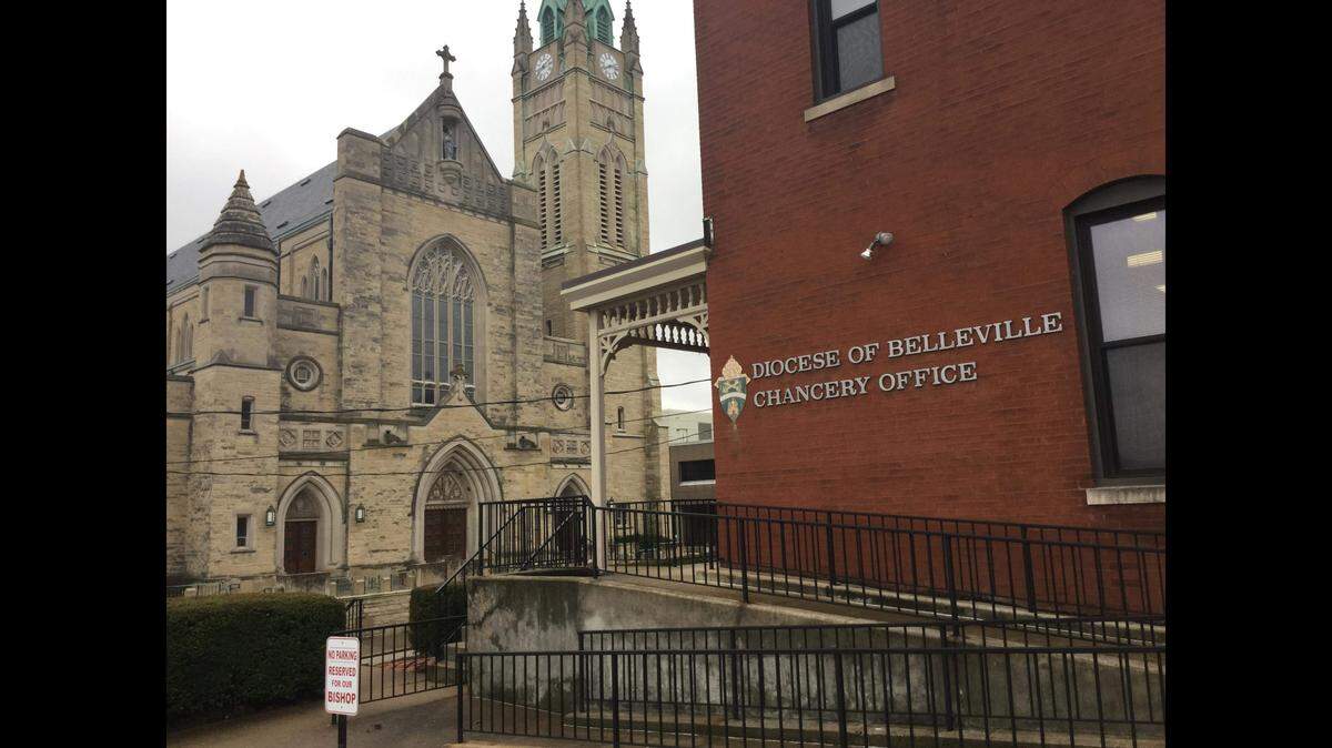 This file photo shows the chancery office for the Catholic Diocese of Belleville, where bishops and their staffs are based, across the street from the Cathedral of St. Peter in Belleville.
