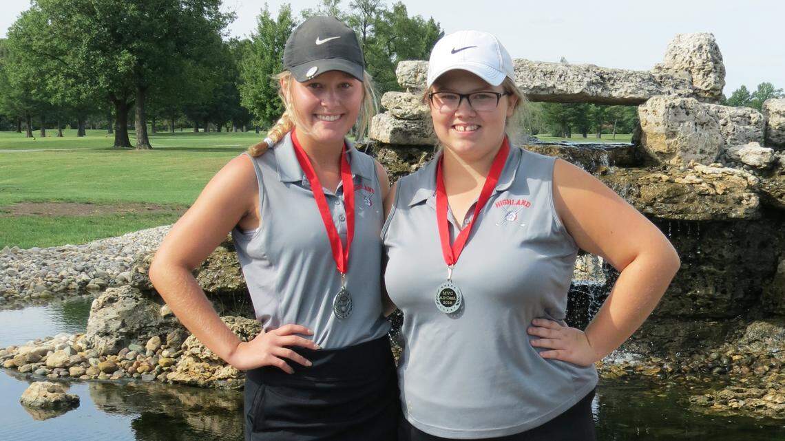 Wilke, Budwell lead Highland girls golf to second place finish in MVC Tournament