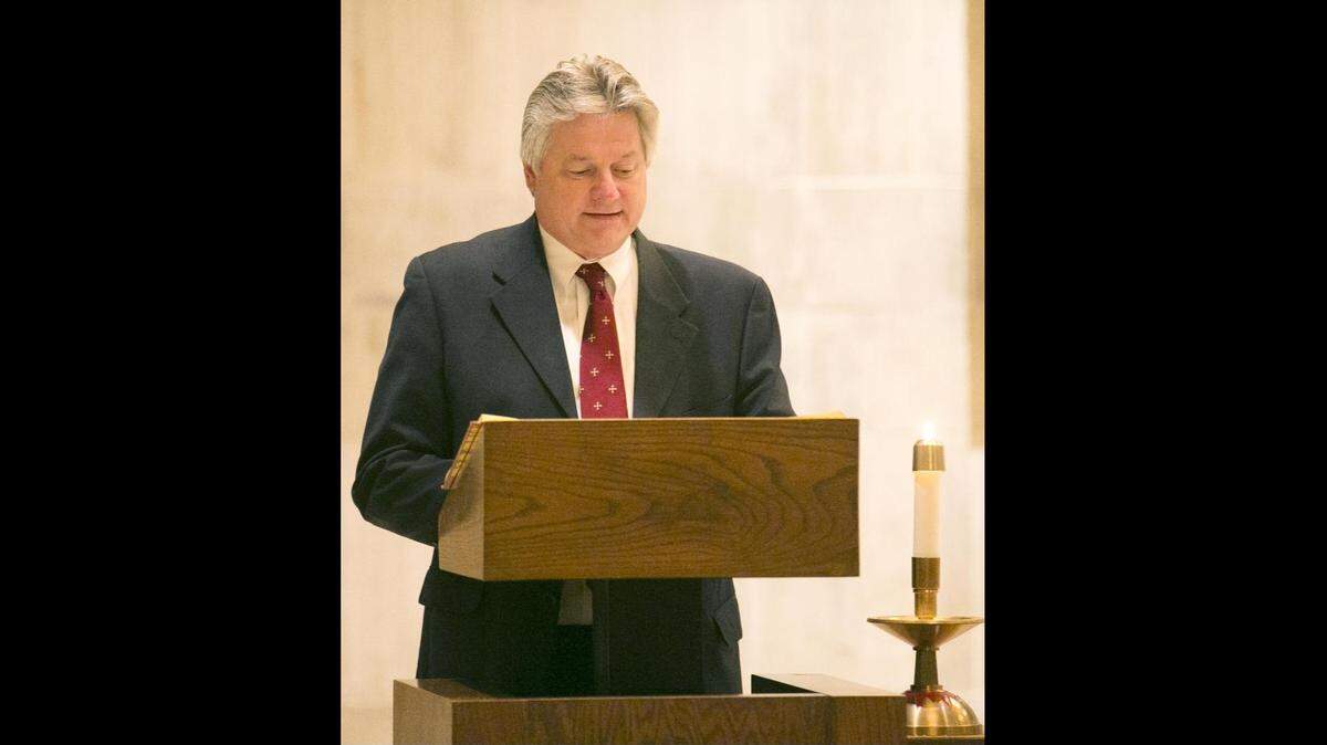 This file photo shows St. Clair County Judge Stephen McGlynn speaking during a Mass in 2016.