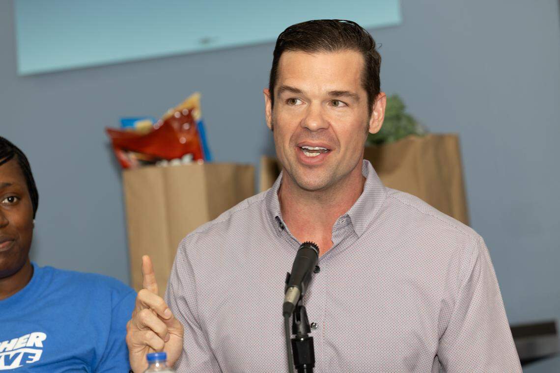 Ryan Croke, first assistant deputy governor of Health & Human Services for Illinois, speaks during a news conference Tuesday in East St. Louis to address recent cuts to the SNAP program by the Trump administration.