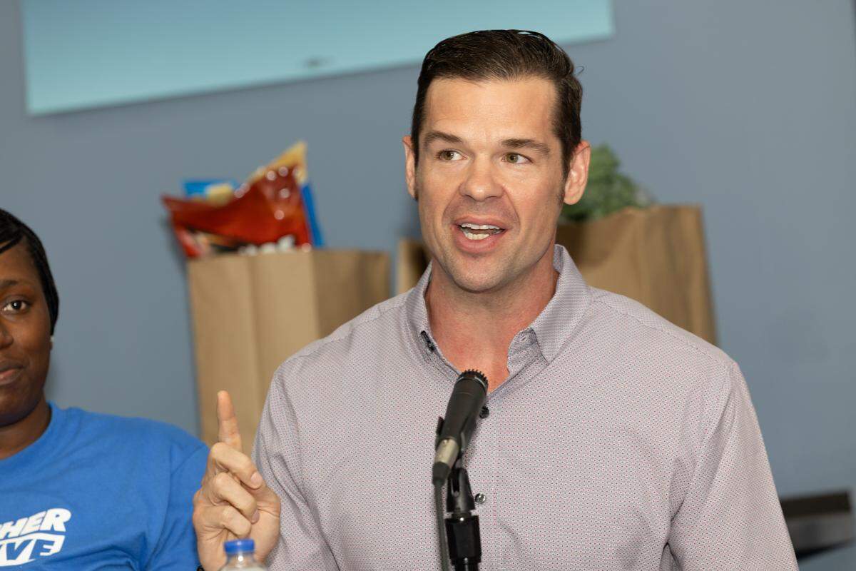 Ryan Croke, first assistant deputy governor of Health & Human Services for Illinois, speaks during a news conference Tuesday in East St. Louis to address recent cuts to the SNAP program by the Trump administration.