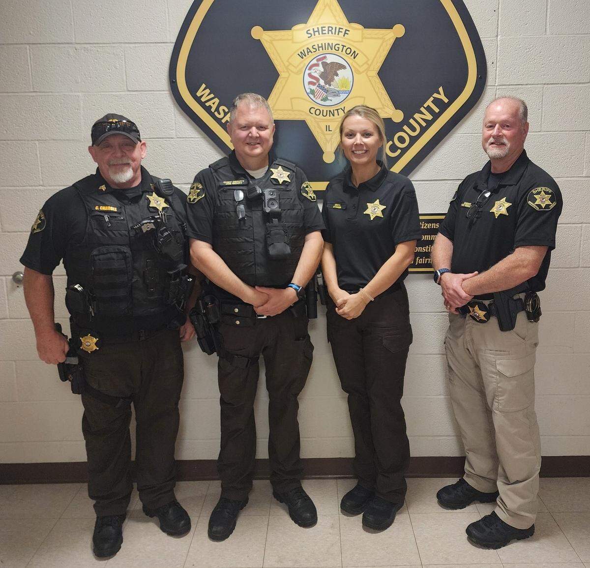 A May 20 post on the Washington County Sheriff’s Office Facebook page with this photo celebrated the promotion of Roxzen Styninger, second from right, to detective. She’s now working the Brittany Moeser missing-person case. Sheriff Ross Schultze is shown at right.