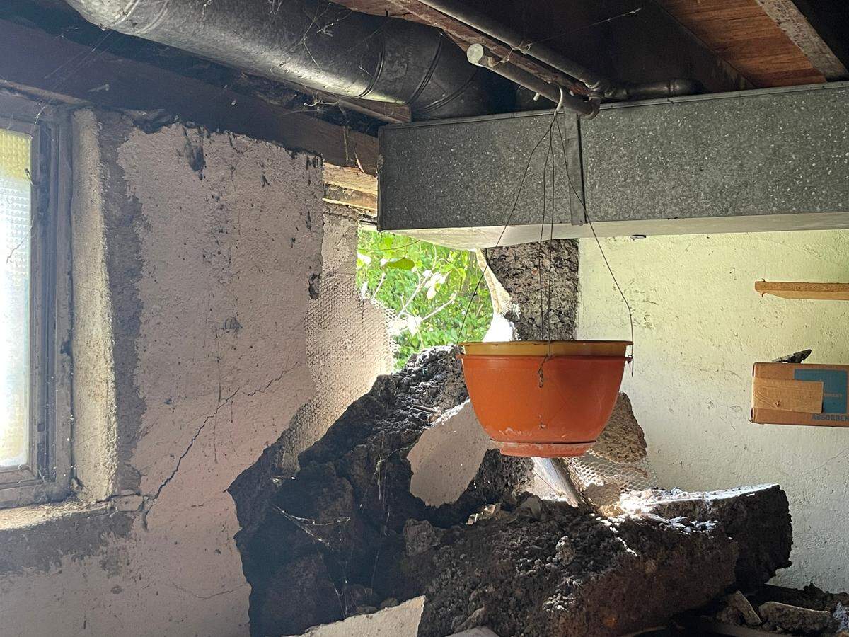 This mess in Fred Norton’s basement was caused by a car that ran into his foundation on June 28 after missing a curve where South 17th Street runs into Belleville Crossing Street.