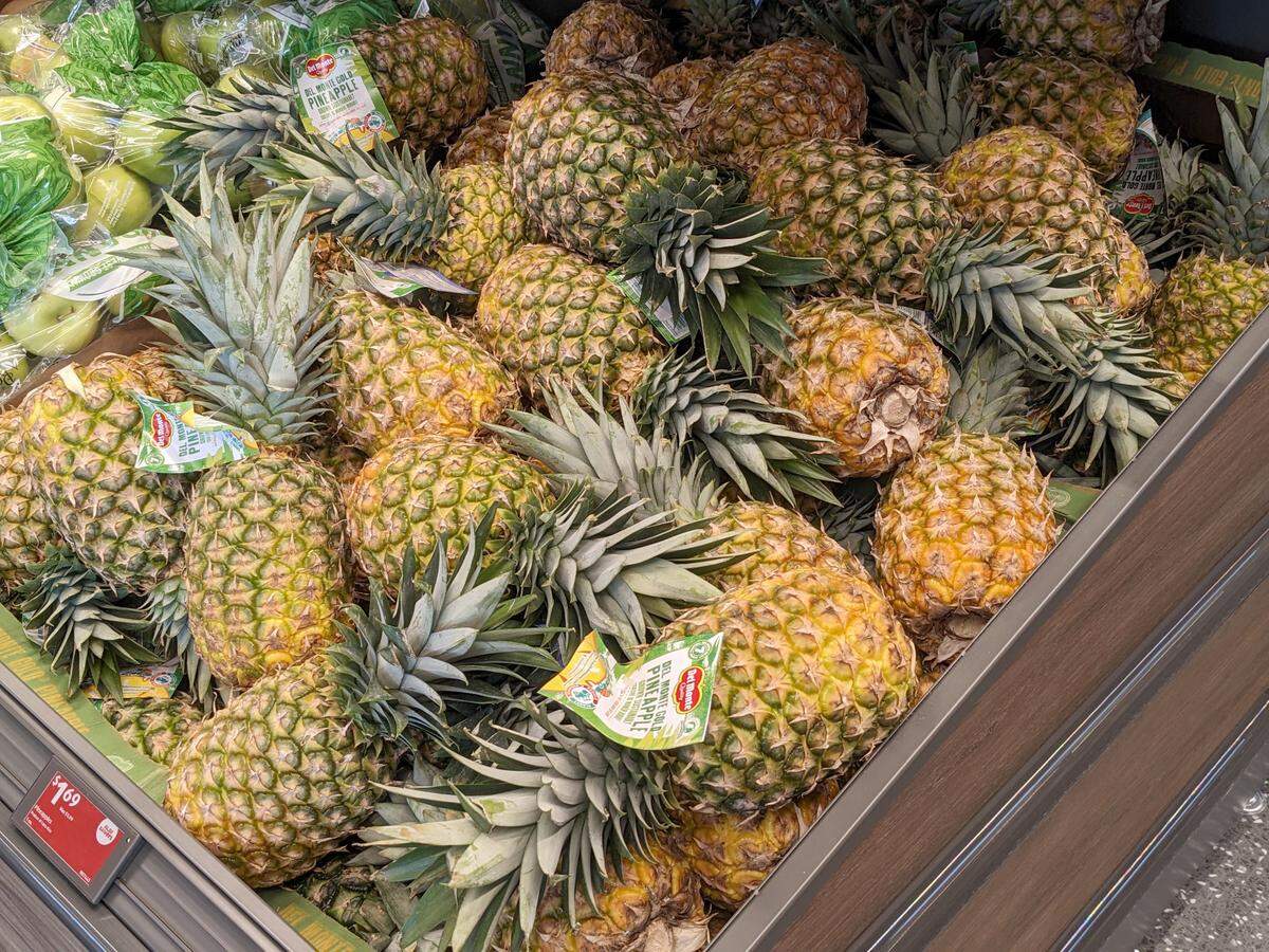 Fresh pineapple and other produce are available at Aldi in Belleville.