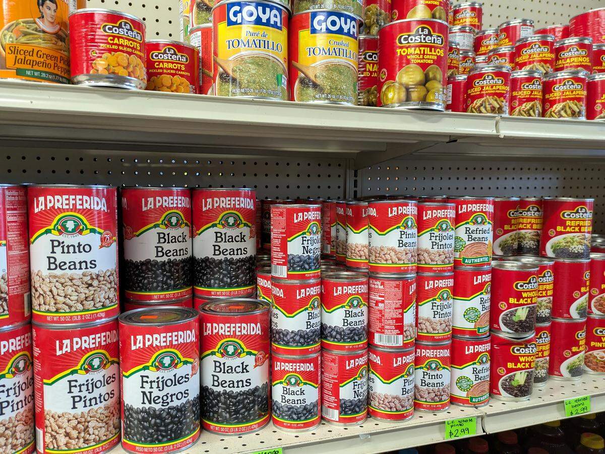 Canned beans and vegetables