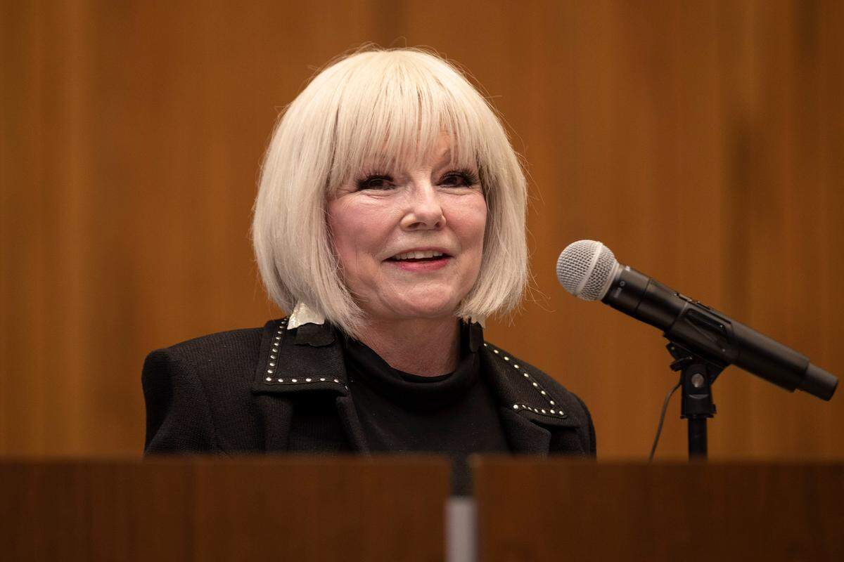 Mayor Patty Gregory speaks at a press conference Monday after a special Belleville City Council meeting in which alderman approved four tenant agreements for the former Lindenwood University campus.