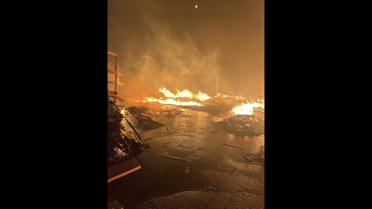 Firefighter responded to a fire at a pallet company in East St. Louis Tuesday. No injuries were reported.