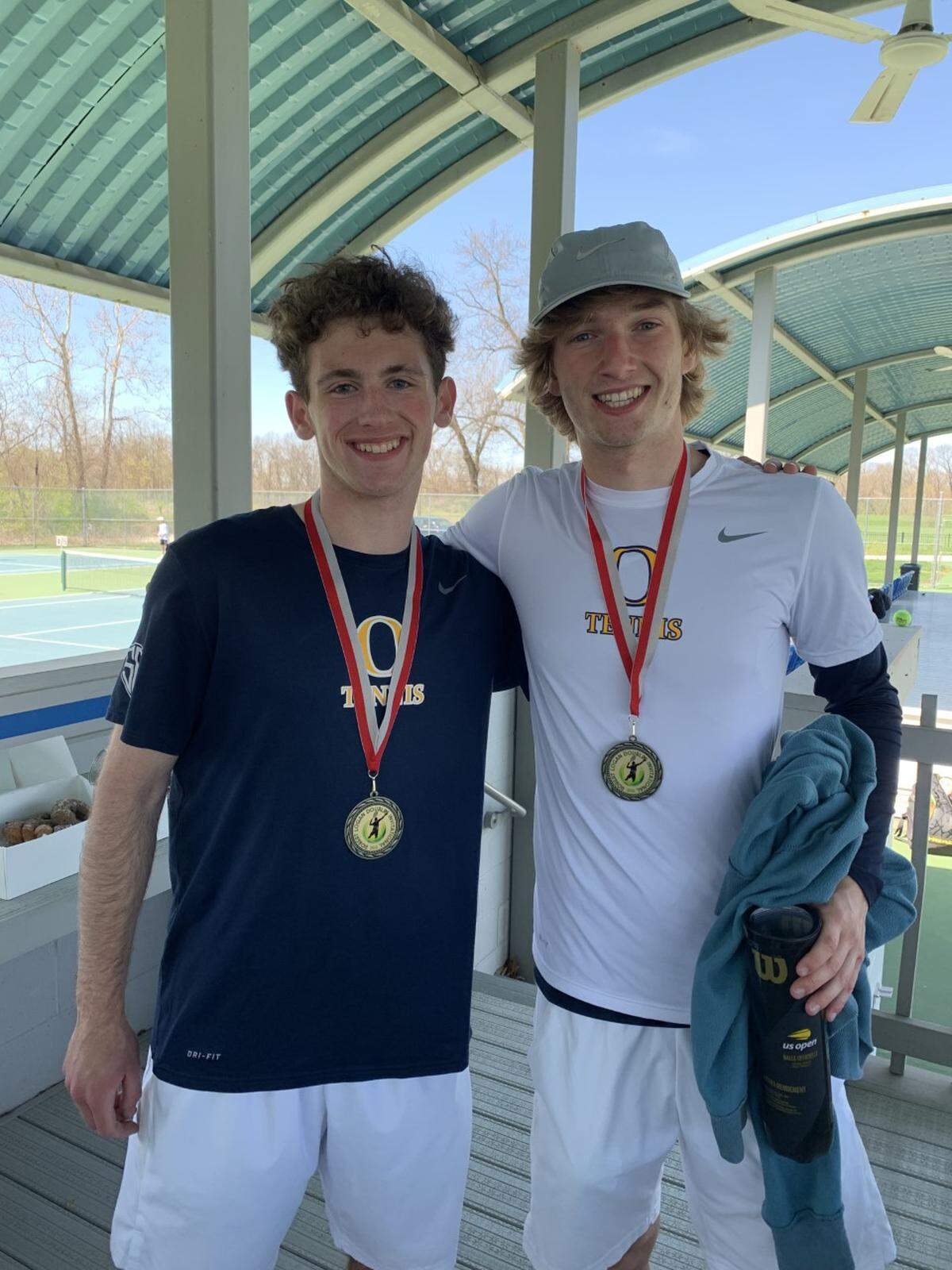 O’Fallon’s No. 1, No. 2 and No. 3 doubles teams won their flights at the Robert Logan Memorial Doubles Tournament in Alton. As a team, the Panthers placed second and were three points behind Dunlap, which finished first. Pictured are the No. 1 doubles team of Kaden Vollmer and Nic Strobel, who captured first place.