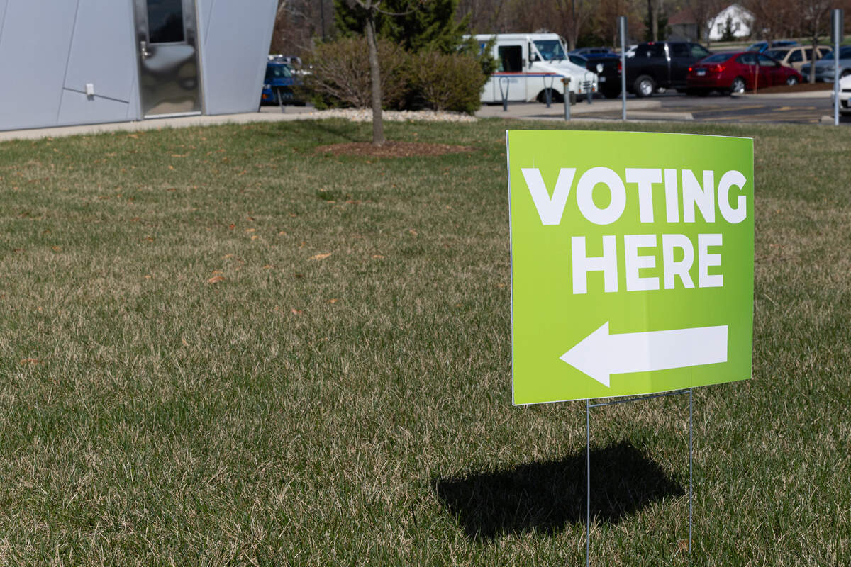 Voting sign at the Rec Complex of Fairview Heights, Ill., where early and primary day polling takes place.