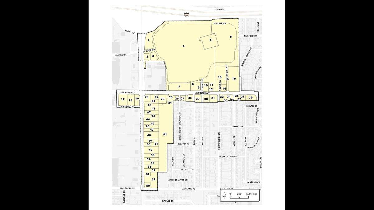 Map of the Fairview Heights Lincoln Highway and 159 TIF District