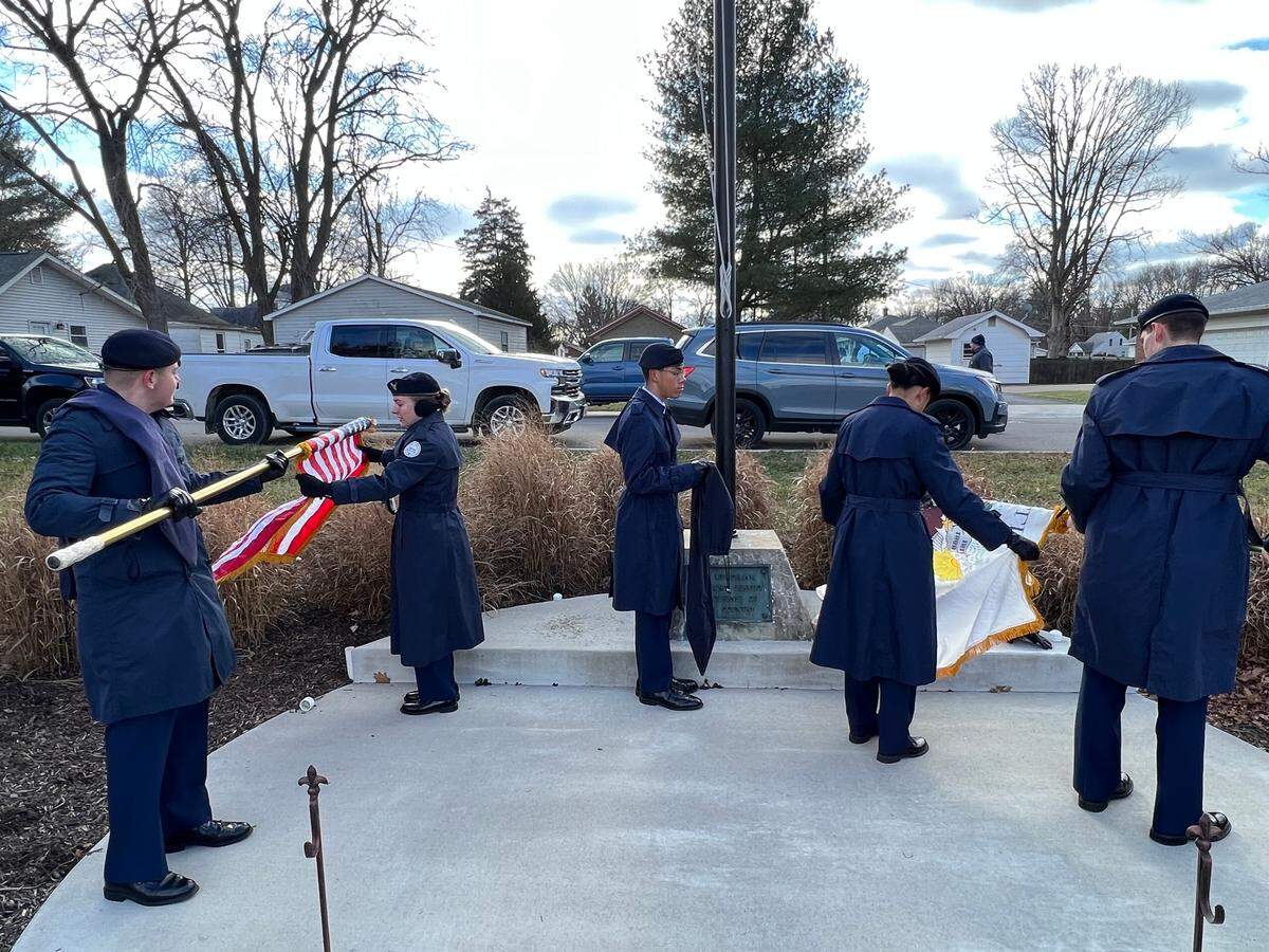 The O’Fallon Township High School AFROTC cadets helped with the ceremony and placing wreaths at the O’Fallon Rotary Club’s annual Wreaths Across America event. For the sixth year, the event was a “total success,” said chair John “Woody” Almind, a retired Air Force colonel who coordinates the project for the club. He works throughout the year on the program, as the club raises funds and recruits volunteers to help with the mission. Across the nation, similar programs took place this year Saturday, Dec. 17. It’s a national event to honor those who have served the country and is held the third Saturday in December.