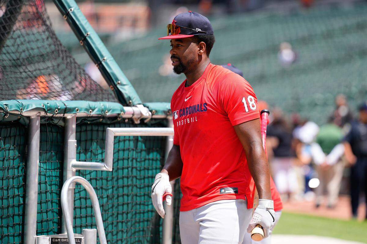 May 26, 2025; Baltimore, Maryland, USA; St. Louis Cardinals right fielder Jordan Walker (18) prior to the game against the Baltimore Orioles at Oriole Park at Camden Yards. Mandatory Credit: Gregory Fisher-Imagn Images