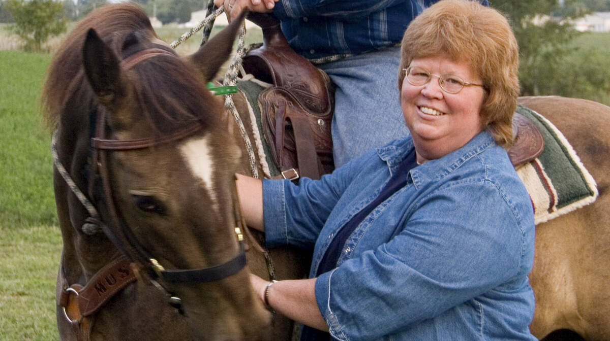 Judy Heimann with her horse Dakota.