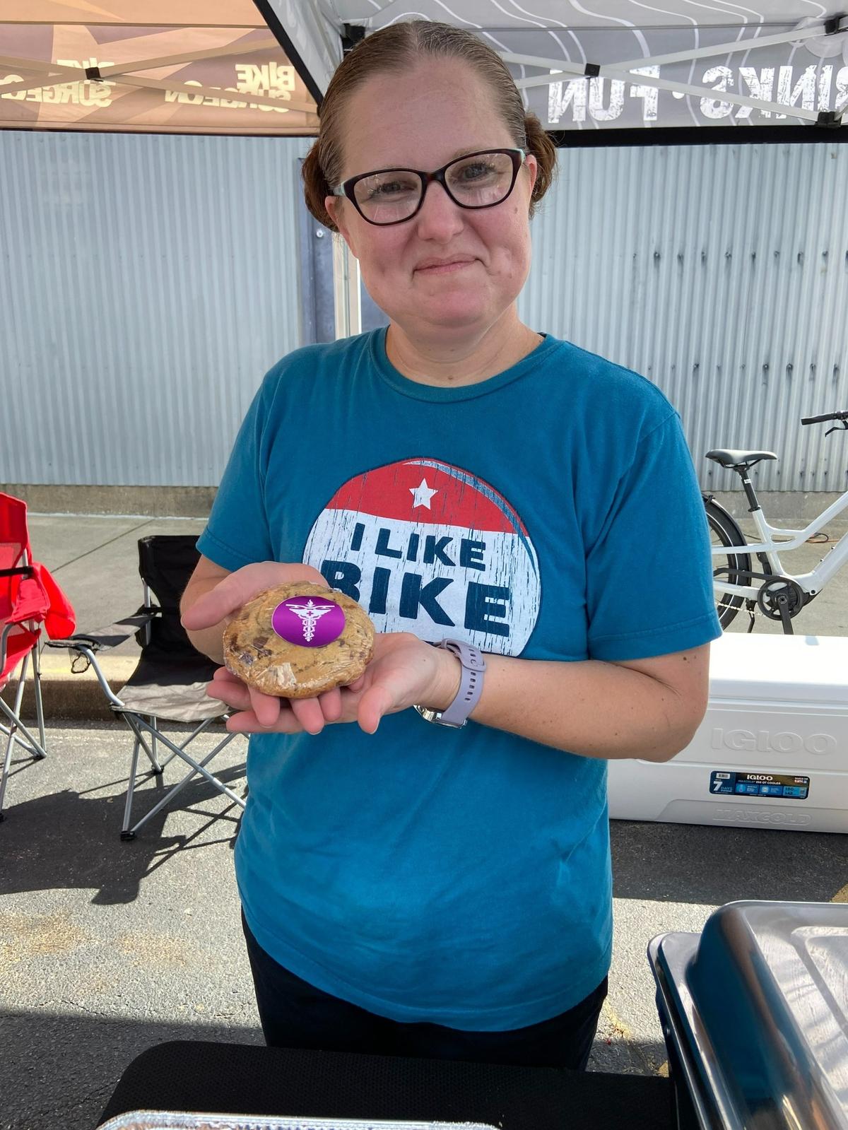 Leah Gibbs, the baker extraordinaire at Gears inside Bike Surgeon, made bacon chocolate chip cookies at the annual BaconFest on Saturday, Sept. 10. She also makes their in-house energy bars in a variety of flavors, owner Jon Greenstreet said. The O’Fallon VFW Post 805 Auxiliary has sponsored this event 2016 to help raise funds for veterans in need.