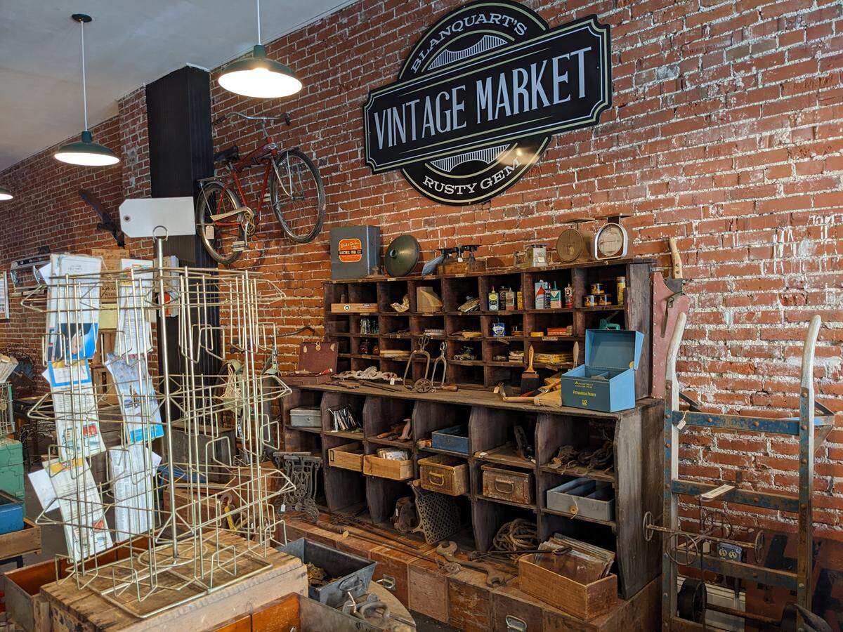 One of the displays in the new expansion area at Blanquart’s Rusty Gem Vintage Market