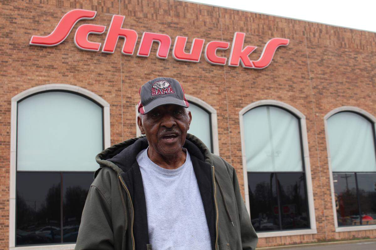 Frank Watson Jr. prepares to leave the Schnucks store in Fairview Heights on Wednesday afternoon. He bought broccoli, charcoal and the last bottle of Clorox bleach.