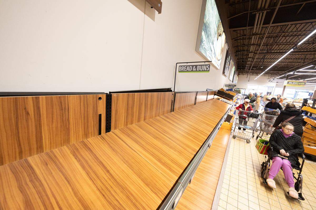Inside Aldi in Swansea, Ill. on Jan. 3, 2025, the day before a winter store is expected to roll into town, bringing subfreezing temperatures to the St. Louis metropolitan area.