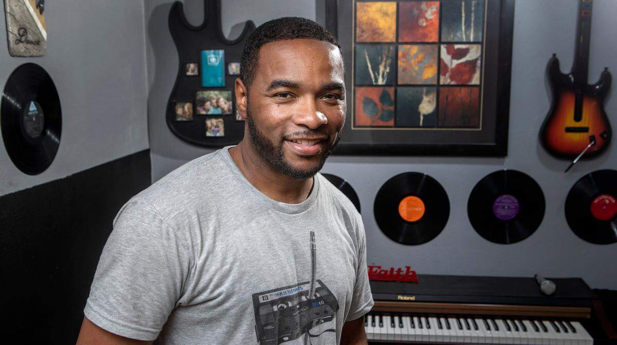 Actor RobWood inside his Belleville, Illinois home. RobWood will be in Tyler Perry’s upcoming movie “A Jazzman’s Blues.”