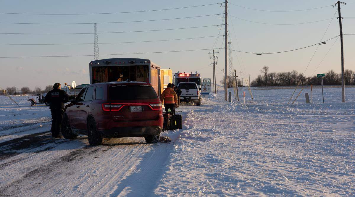 Along Clinton County Road south of New Baden, where multiple agencies joined forces for an aquatic rescue on Monday afternoon.