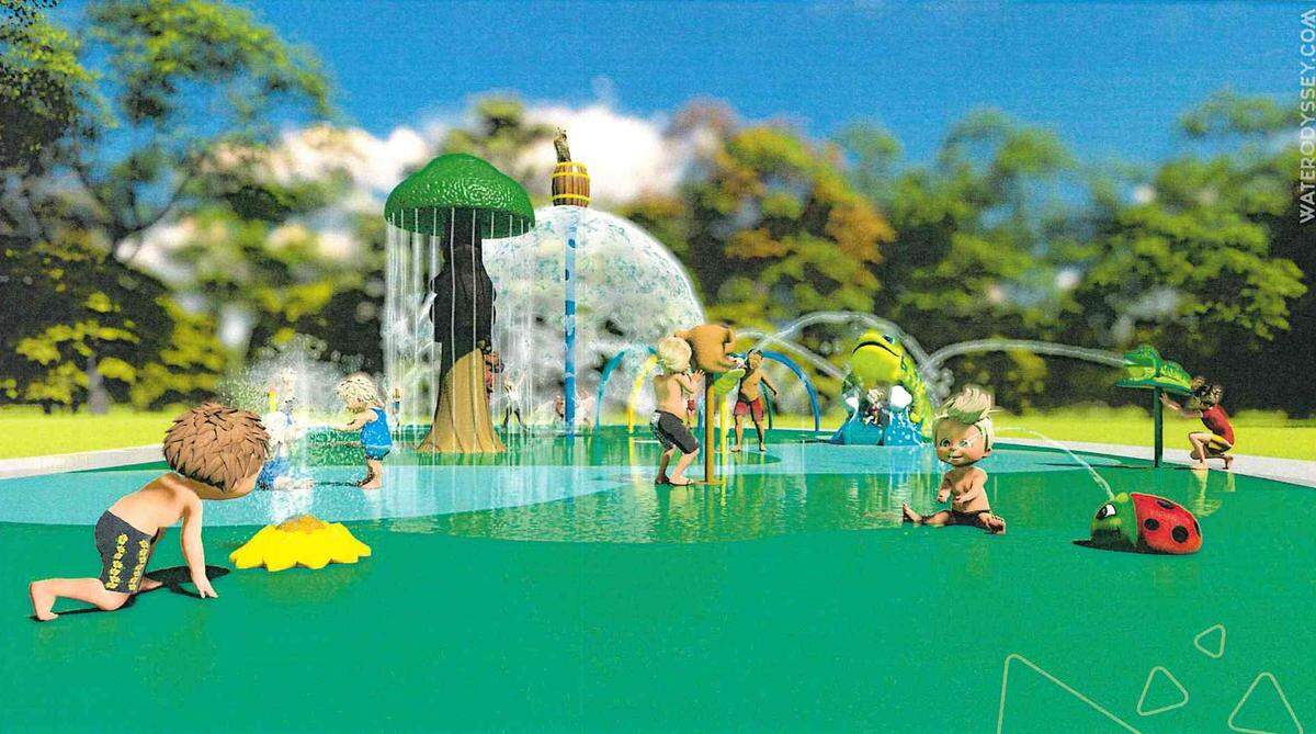 This artist rendering of a Water Odyssey splash pad shows some of the features that will be part of the one being installed in Belleville.