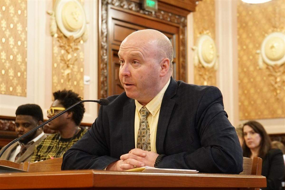 Tom Cullerton, D-Villa Park, is pictured in an Illinois Senate committee. He pleaded guilty Tuesday to a federal charge of embezzlement.
