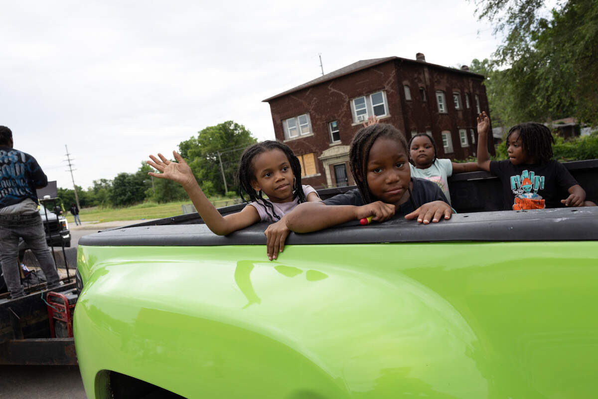 Children participate in a parade during a 618 Day/Juneteenth celebration in East St. Louis on June 18.