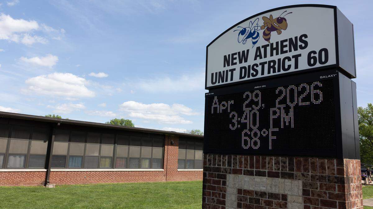 Outside of New Athens Elementary School.