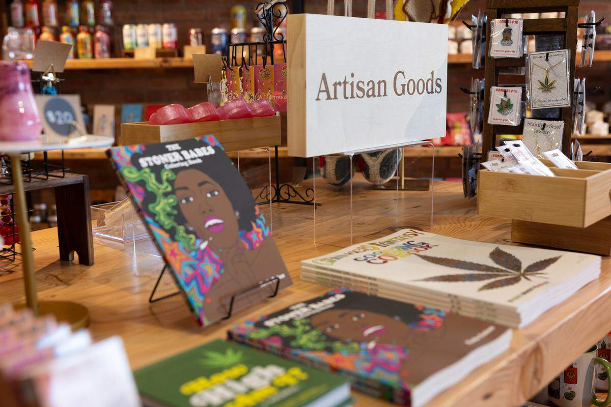 Market 96 sells a variety of artisanal goods, ranging from coloring books and stickers to rolling trays and matching pet socks.