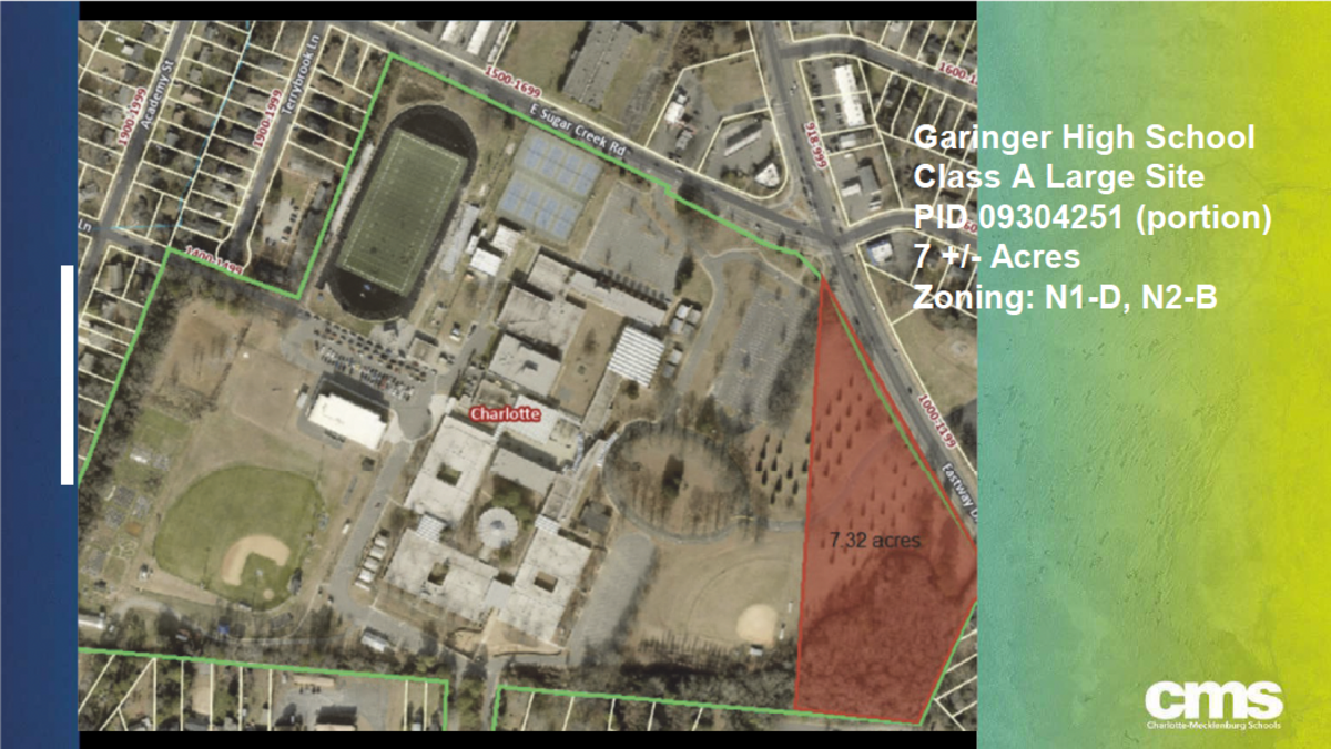A rendering of the land designated as surplus and leased for the teacher village at Garinger High School