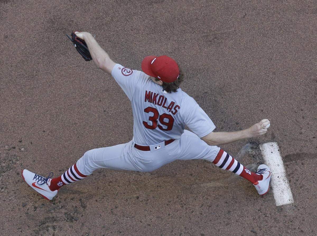St. Louis Cardinals starting pitcher Miles Mikolas throws during the first inning of a baseball game against the Milwaukee Brewers Saturday, June 23, 2018, in Milwaukee. (AP Photo/Morry Gash)