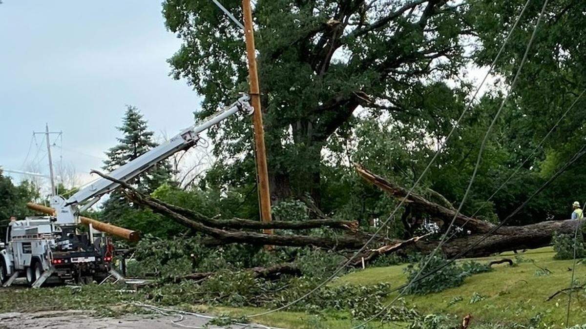 Ameren line crews are still working to restore power to communities that were hit by one of three storms over the weekend throughout the metro-east and central Illinois.
