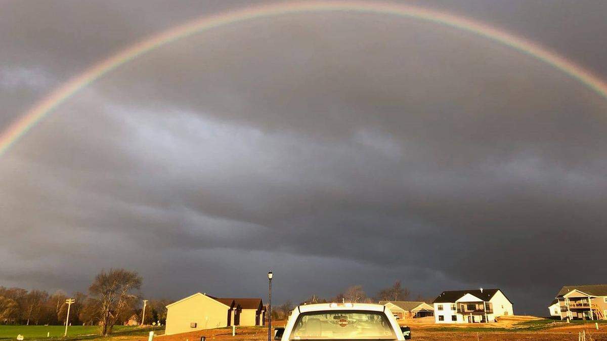 Highland resident Geof Ely took this photo of a rainbow from the main street of Carbay Crest subdivision about 7:15 a.m. Sunday.