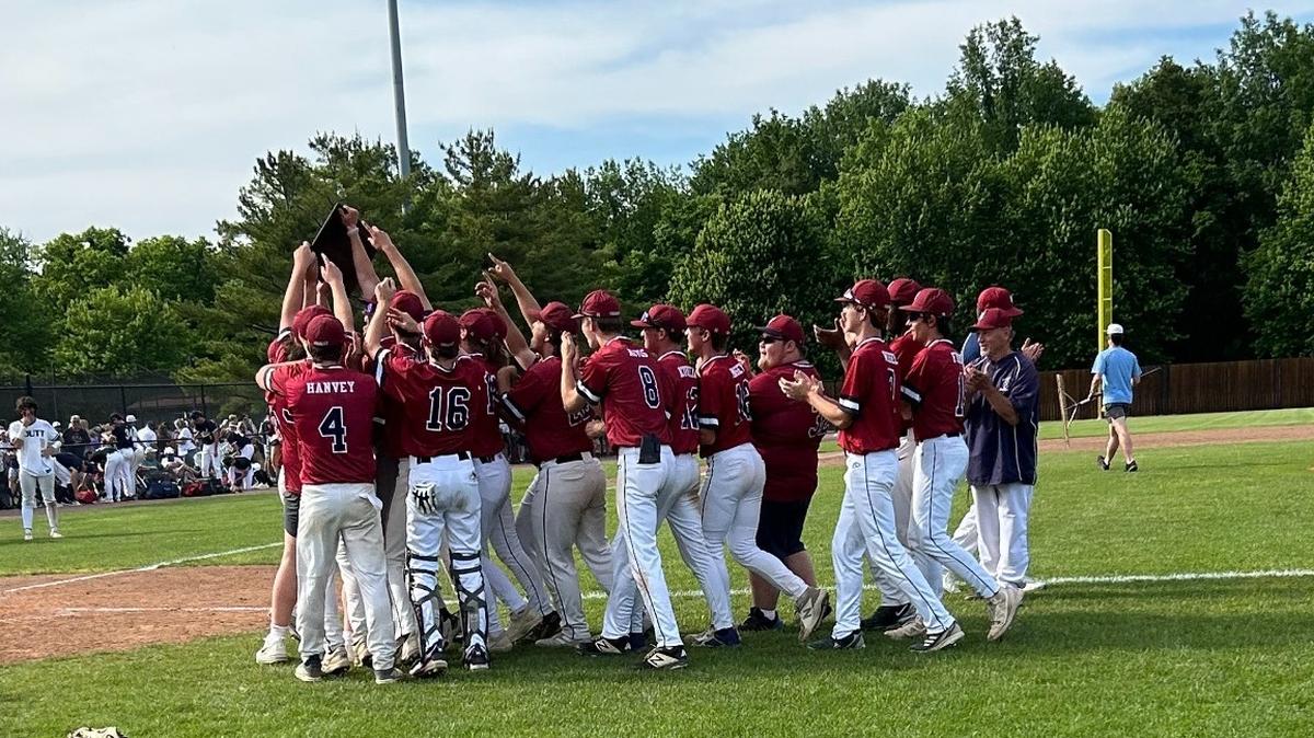 The Gibault baseball team celebrates after defeating Jacksonville Routt 7-3 in the Springfield Lincoln-Land Community College Super-Sectional on Monday, May 31, to advance to state. The Hawks won their semifinal game and now will play for the state crown.